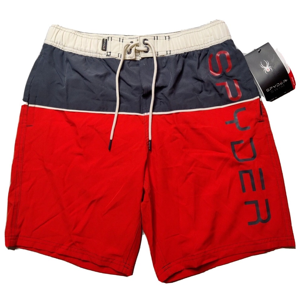 SPYDER SWIM Men Size Small Red 9" Brief Lined Boardshorts Swim Trunks NEW‎